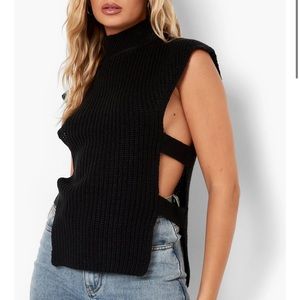 Boohoo Open Knit High Neck Knitted Tank